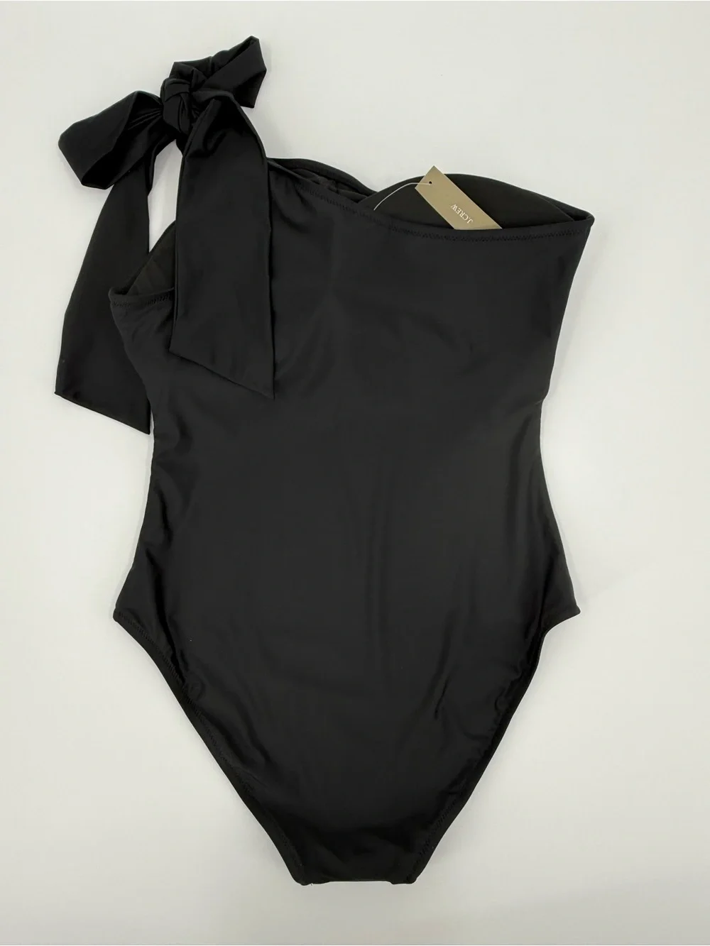 J. Crew Black Bow One Shoulder One Piece Swimsuit Size 14